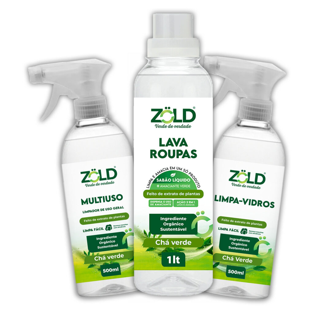 PRODUTOS KIT CHÁ VERDE MULTIUSO LIMPA-VIDROS LAVA-ROUPAS Zöld. Fórmula inteligente que limpa, protege e respeita sua saúde e o meio ambiente. Limpa-vidros Zöld sua casa mais limpa e reluzente. Produtos de Limpeza 100% Vegetais, Seguros para sua Família e para o Planeta